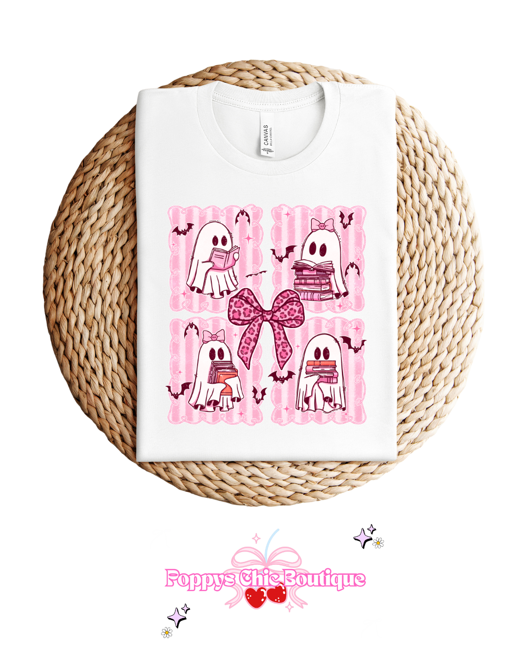 White Ghost Stamps tee