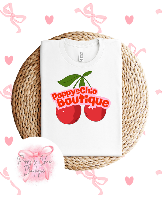 PCB Cherry Print White Tee