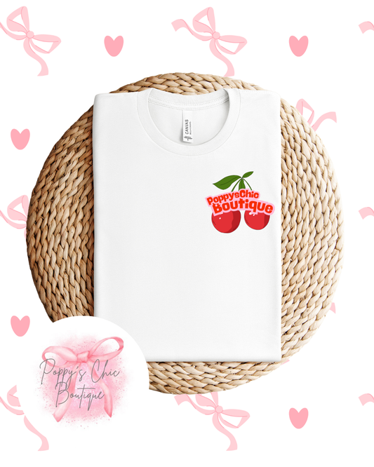 PCB Cherry Logo White Tee