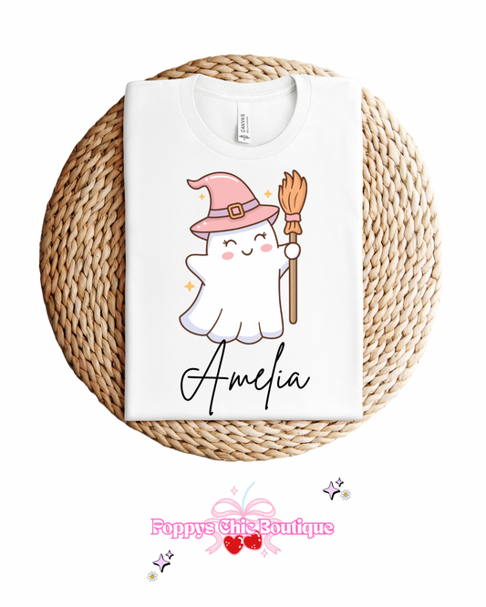 Witch ghost tee personalised