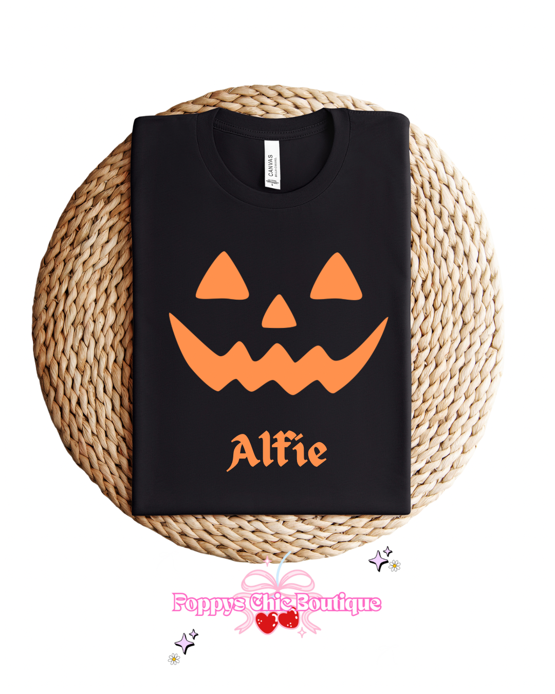 Pumpkin face tee personalised